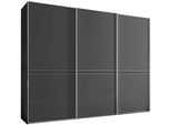 Schwebetürenschrank STAUD "Sonate Pesaro, Made in Germany", grau (vulkanglas), B:298cm H:240cm T:68cm, Holzwerkstoff, Schränke, Schwebetürenschrank, Mit vier verschiedenen Ausstattungsvarianten