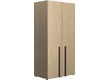 Kleiderschrank GAMI "NAEL", schwarz (rookwood eiche nachbildung, schwarz), B:99cm H:200cm T:60cm, Holzwerkstoff, Schränke, Kleiderschrank, Schrank 2 Türen