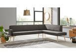 Eckbank EXXPO - SOFA FASHION "Lungo, moderne Kedernaht, bequem und elegant, hoher Holzfuß", grau (grau melange), B:198cm H:84cm T:260cm, 100% Polyester, Sitzbänke, Eckbank, hochwertige Detailverarbeitung, frei im Raum stellbar