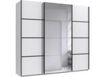 Schwebetürenschrank WIMEX "Jork Kleiderschrank mit Spiegel, schwarze Metallgriffe", weiß (weiß, abgesetzt graphit), B:225cm H:208cm T:65cm, Holzwerkstoff, Schränke, Schwebetürenschrank, Schrank in verschiedenen Größen und Innenausstattungsvarianten