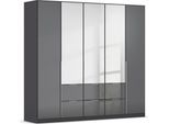 Drehtürenschrank OTTO HOME "Kleiderschrank Kleiderschränke Schrank Garderobe AGORDO mit Glasfront", grau (graumetallic, glas basalt), B:226cm H:210cm T:54cm, Holzwerkstoff, Schränke, Drehtürenschrank, mit Außenschubkästen, in 7 Breiten und 2 Höhen MADE IN GERMANY