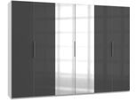 Kleiderschrank WIMEX "Level by fresh to go", weiß (weiß, grauglas), B:300cm H:216cm T:58cm, Schränke, Kleiderschrank, mit Glas- und Spiegeltüren