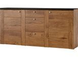 Sideboard OTTO HOME "Larona, zeitlose Kommode mit 2 Türen, 3 Schubkästen, Türkommode", braun (eichefarben lefkas, schwarzwood), B:176cm H:85cm, Sideboards, Sideboard, Höhe 84 cm, viel Stauraum, Anrichte mit dekorativer Rahmenoptik