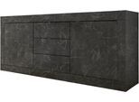 Sideboard HOME AFFAIRE "Basic Breite 210 cm, Kommode 2 Türen, 3 Schubkästen, Anrichte", grau (marmor anthrazit), B:210cm H:86cm T:43cm, Sideboards, Sideboard, Metallgriff, moderne Rahmenoptik, viel Stauraum, Farbauswahl