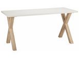 Schreibtisch MÄUSBACHER "Mio", braun (eichefarben, weiß matt), B:160cm H:75cm T:70cm, Tische, Schreibtisch