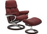 Relaxsessel STRESSLESS "Ruby", rot (cherry paloma), B:88cm H:101cm T:78cm, Leder BATICK: durchgefärbtes und genarbtes Möbelleder;Leder PALOMA: durchgefärbtes Semianilin-Möbelleder, Sessel, Relaxsessel, mit Signature Base, Größe L, Gestell Eiche, Wenge, Braun & Schwarz