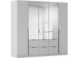 Drehtürenschrank OTTO HOME "Kleiderschrank Schrank Garderobe AGORDO mit Dekor- oder Hochglanzfront", grau (seidengrau), B:226cm H:229cm T:54cm, Holzwerkstoff, Schränke, Drehtürenschrank, mit Außenschubkästen, in 7 Breiten und 2 Höhen MADE IN GERMANY