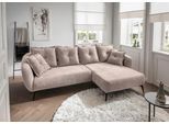 Ecksofa HOME AFFAIRE "Baggio Stellmaße 277/162 cm, modern & elegant, hoher Fuß", beige, B:277cm T:162cm, 100% Polyester, Sofas, Ecksofa, L-Form, schwarze Metallfüße