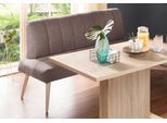 Sitzbank EXXPO - SOFA FASHION "Costa, moderne Rückensteppung, bequem und elegant, hoher Holzfuß", braun (hellbraun), B:162cm H:92cm T:68cm, Struktur: Webvelour, 100% Polyester, Sitzbänke, Sitzbank, hochwertige Detailverarbeitung, Frei im Raum stellbar