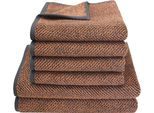 Handtuch Set DYCKHOFF "Golden Shades Herringbone", rosa (kupfer), 6 Stk., Walkfrottier, Walkfrottier, Obermaterial: 100% Baumwolle, Handtuch-Sets, Handtuch Set, 4 Handtücher (50x100cm), 2 Duschtücher (70x140cm)