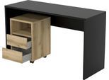 Büromöbel-Set HOME AFFAIRE "Agapi", schwarz (schwarz, eiche grand natural), B:140cm H:75cm T:60cm, Holzwerkstoff, Melamin, Arbeitsmöbel-Sets, Büromöbel-Set, bestehend aus Schreibtisch und Rollcontainer im modernen Design