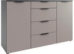 Kombikommode WIMEX "Oxford by fresh to go, mit Schubladen, in 2 Größen", grau (grafit, saharagrau), B:135cm H:92cm T:41cm, Holzwerkstoff, Sideboards, Kombikommode, Mit Soft-close Beschlägen, Kommode Made in Germany