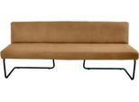 Polsterbank K+W KOMFORT & WOHNEN, gelb (curcuma 71), B:202cm H:82cm T:67cm, Sitzbänke, Polsterbank, in abgerundeter Form, Rundrohrkufe lang gebogen, in Leder oder Stoff