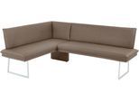 Eckbank K+W KOMFORT & WOHNEN, grau (smoke), H:86cm T:60cm, Sitzbänke, Eckbank, mit Sattlernaht und schmaler Kufe, langer Schenkel rechts oder links