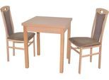 Essgruppe "3tlg. Tischgruppe", braun (buche, nachbildung, braun, buche, nachbildung), B:45cm H:95cm T:48cm, FSC-zertifiziertes Massivholz, HOFMANN LIVING AND MORE, Sitzmöbel-Sets, Essgruppe, Stühle montiert