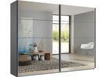 Schwebetürenschrank WIMEX "England", grau (graphit, spiegel), B:270cm H:236cm T:65cm, Holzwerkstoff, Schränke, Schwebetürenschrank, 2-türig, mit vollverspiegelter Schrankfront, in diversen Breiten