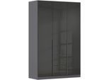 Drehtürenschrank OTTO HOME "Kleiderschrank Schrank Garderobe AGORDO mit Dekor- oder Hochglanzfront", grau (graumetallic, hochglanz effektgrau), B:136cm H:229cm T:54cm, Holzwerkstoff, Schränke, Drehtürenschrank, mit Außenschubkästen, in 7 Breiten und 2 Höhen MADE IN GERMANY