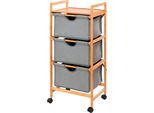 Rollwagen WENKO "Bahari", beige (natur, grau), B:44cm H:96cm T:34cm, Bambus, Rollwagen, Rollwagen, Badmöbel aus Bambus