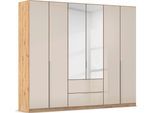 Drehtürenschrank OTTO HOME "Kleiderschrank Kleiderschränke Schrank Garderobe AGORDO mit Glasfront", beige (eiche artisan, glas champagner), B:271cm H:229cm T:54cm, Holzwerkstoff, Schränke, Drehtürenschrank, mit Außenschubkästen, in 7 Breiten und 2 Höhen MADE IN GERMANY