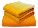 Handtuch Set DYCKHOFF "Colori", gelb, 3 Stk., Walkfrottee, Walkfrottee, Obermaterial: 100% Baumwolle, Handtuch-Sets, Handtuch Set, 2 Handtücher & 1 Duschtuch,100% Bio Baumwolle, 450 g/m²