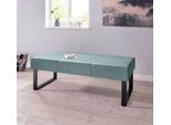 Sitzbank OTTO HOME "Oliver", blau (hellblau (fantasy 8214), schwarz), B:140cm H:50cm T:62cm, Holzwerkstoff, Massivholz, Polyester, Sitzbänke, Sitzbank