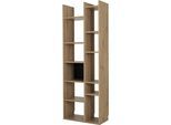 Bücherregal GAMI "CRAFT", braun (artisan eiche nachbildung), B:75cm H:209cm T:35cm, Holzwerkstoff, Regale, Bücherregal, Bücherregal mit 4 Regalböden und 6 Ablageflächen