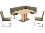 Essgruppe K+W KOMFORT & WOHNEN "Santos III", grün (salbei), B:205cm H:86cm T:158cm, Sitzmöbel-Sets, Essgruppe, gepolsterte Eckbank und Stühle, langer Schenkel rechts oder links