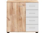 Kombikommode WIMEX "Katrin", weiß (plankeneichefarben, weiß), B:81cm H:83cm T:41cm, Sideboards, Kombikommode