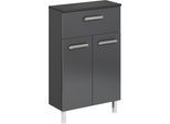 Unterschrank SAPHIR "Quickset Badschrank mit 2 Türen, 1 Schublade, 50 cm breit", grau (anthrazit, anthrazit glanz), B:50cm H:81cm T:20cm, Holzwerkstoff, Schränke, Unterschrank, Badezimmer-Unterschrank inkl. Türdämpfer, Griffe in Chrom Glanz
