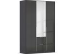 Drehtürenschrank OTTO HOME "Kleiderschrank Schrank Garderobe AGORDO mit Dekor- oder Hochglanzfront", grau (graumetallic, hochglanz effektgrau), B:136cm H:210cm T:54cm, Holzwerkstoff, Schränke, Drehtürenschrank, mit Außenschubkästen, in 7 Breiten und 2 Höhen MADE IN GERMANY