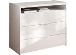 Kommode HOME AFFAIRE "Malmo, Schubkastenkommode B/T/H 111/50/95 cm, mit 3 Schubkästen", weiß (weiß hochglanz lack), B:111cm H:95cm T:50cm, Sideboards, Kommode, offene Ablage, Top 22 mm stark, Metallgriff, Weiss Hochglanz Lack