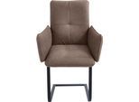Freischwinger K+W KOMFORT & WOHNEN, braun (braun, schwarz), B:61cm H:95cm T:60cm, Stühle, Freischwinger, Freischwinger, Gestell in Metall schwarz, Steppung im Sitz und Rücken