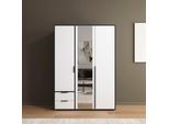 Drehtürenschrank RAUCH "Kleiderschrank Schrank Garderobe Wäscheschrank NAGATA mit Spiegel", grau (graumetallic, alpinweiß), B:140cm H:194cm T:53cm, Holzwerkstoff, Schränke, Drehtürenschrank, und Schubladen sowie Stangengriffen TOPSELLER MADE IN GERMANY