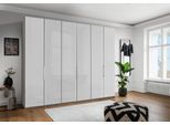Falttürenschrank WIEMANN "Monaco", grau (kieselgrau, dekor, glas weiß), B:295,2cm H:236cm T:58cm, Floatglas, Holzwerkstoff, Schränke, Falttürenschrank, mit Glasfront sowie hochwertige Beschläge