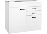 Spülenschrank OPTIFIT "OPTImulti", weiß, weiß, B:100cm H:88,2cm T:60cm, Holzwerkstoff, Schränke, Spülenschrank, Breite 100 cm, Tiefe 60 cm, mit Spülenauflage