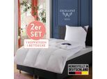 Daunenbettdecke + 3-Kammer-Kopfkissen EXCELLENT "Wien", weiß, B/L: 135cm x 200cm Anzahl Teile 1, B/L: 80cm x 80cm Anzahl Teile 1, Bezug: Baumwolle Füllung: Entendaune/-feder, polarwarm, Bettdecken Bezug: 100% Baumwolle. Kopfkissen Bezug: 100% Baumwolle. Bettdecken Füllung: 90% Daunen, 10% Federn. Füllung Außenkammer: 60% Daunen, 40% Federn. Füllung Innenkammer: 100% Federn, Bettwaren-Sets, Daunenb