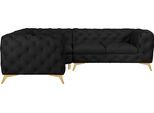 Chesterfield-Sofa HOME AFFAIRE "Ecksofa GLYNIS L-Form mit Wellenunterfederung, Maße B/T/H 264/204/75cm", grau (charcoal), B:264cm H:75cm T:204cm, Struktur (100% Polyester);Samtoptik (100% Polyester), Sofas, Chesterfield-Sofa, aufwändige Knopfheftung, moderne Chesterfield Optik, Fußfarbe wählbar