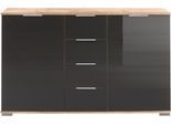 Kombikommode WIMEX "Easy", grau (plankeneichefarben, grauglas), B:130cm H:83cm T:40,5cm, Sideboards, Kombikommode