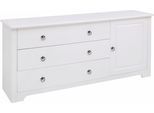 Kombikommode OTTO HOME "Hugo", weiß, B:152cm H:68cm T:38cm, Sideboards, Kombikommode, aus massiver Kiefer, Breite 152 cm