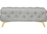 Polsterhocker HOME AFFAIRE "Amaury", silber, B:120cm H:45cm T:80cm, Struktur (100% Polyester);Samtoptik (100% Polyester), Hocker, Polsterhocker, Chesterfield-Optik, Breite 120cm, Fußfarbe wählbar