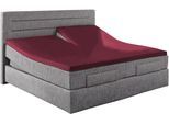 Spannbettlaken PRIMERA "Elasthan-Feinjersey Split Topper", rot (bordeaux), B:190cm L:200cm, Jersey-Elasthan, Obermaterial: 95% Baumwolle, 5% Elasthan, Bettlaken, Spannbettlaken, in Premium Qualität