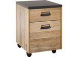 Rollcontainer HOME AFFAIRE "SHERWOOD", braun (old style hell dekor), B:47cm H:60cm T:51cm, Holzwerkstoff, Rollwagen, Rollcontainer, mit Apothekergriffen aus Metall, Breite 47 cm, Soft-Close-Funktion