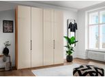 Falttürenschrank WIEMANN "Monaco", braun (bianco, eiche, nachbildung, glas champagner), B:197,3cm H:236cm T:58cm, Floatglas, Holzwerkstoff, Schränke, Falttürenschrank, mit Glasfront sowie hochwertigen Beschlägen