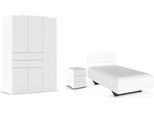 Schlafzimmer-Set RAUCH "Komplettzimmer Komplettschlafzimmer Schlafzimmer-Set (3-St.) MAIKA", weiß (alpinweiß, lederoptik weiß), Schrank Breite 136cm, Höhe 197 + ohne Matratze, B/H: 100cm x 200cm, Schrank Breite 136cm, Höhe 197, Holzwerkstoff, Schlafzimmermöbel-Sets, Schlafzimmer-Set, Schrank 3 Breiten, 2 Höhen, Bett 100 cm, Nachttisch MADE IN GERMANY