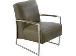 Cocktailsessel K+W KOMFORT & WOHNEN, grün (kaktus), B:62cm H:77cm T:83cm, Sessel, Cocktailsessel, mit bezogenen Armlehnen, Gestell in Metall Edelstahloptik