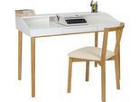 Schreibtisch WOODMAN "Lene", weiß (weiß, eichefarben), B:120cm H:84cm T:60cm, Tische, Schreibtisch, im skandinavian Design, FSC-zertifiziert