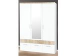 Kleiderschrank PRIESS, weiß (weiß, struktureichefarben hell), B:140cm H:193cm T:56cm, Holzwerkstoff, Schränke, Kleiderschrank