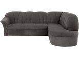 Ecksofa DOMO COLLECTION "Pegnitz, zeitlose und elegante Rückensteppung, Breite 246cm, L-Form", grau (stone), B:246cm H:82cm T:180cm, 95% Polyester, 5% Nylon, Sofas, Ecksofa, wahlweise mit Bettfunktion