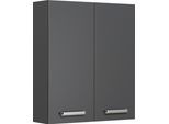 Hängeschrank SAPHIR "Quickset Wand-Badschrank 60 cm breit mit 2 Türen und 2 Einlegeböden", grau (anthrazit, anthrazit glanz), B:60cm H:70cm T:20cm, Holzwerkstoff, Schränke, Hängeschrank, Badezimmer-Hängeschrank inkl. Türdämpfer, Griffe in Chrom Glanz