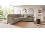 Ecksofa HOME AFFAIRE "Cardoso L-Form", beige, B:260cm H:90cm T:230cm, Luxus-Microfaser ALTARA NUBUCK (100% Polyester);Luxus-Microfaser weich (90% Polyester, 10% Polyamid);Struktur (52%Polyester, 35% Acryl, 13%Cotton);Luxus-Microfaser Lederoptik (100% Polyester), Sofas, Ecksofa, mit Trapezecke für mehr Sitzkomfort, wahlweise auch mit Bettfunktion